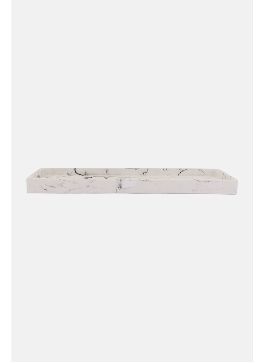 AMG - Resin Marble Vanity Bathroom Tray for Jewelry And Candles, Perfume, White - Image 1