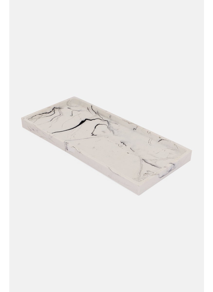AMG - Resin Marble Vanity Bathroom Tray for Jewelry And Candles, Perfume, White - Image 1