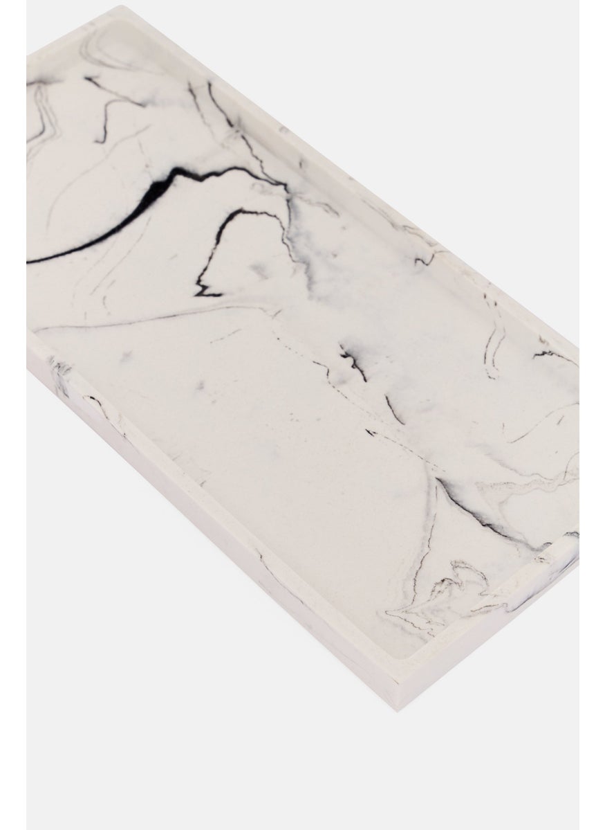 AMG - Resin Marble Vanity Bathroom Tray for Jewelry And Candles, Perfume, White - Image 1