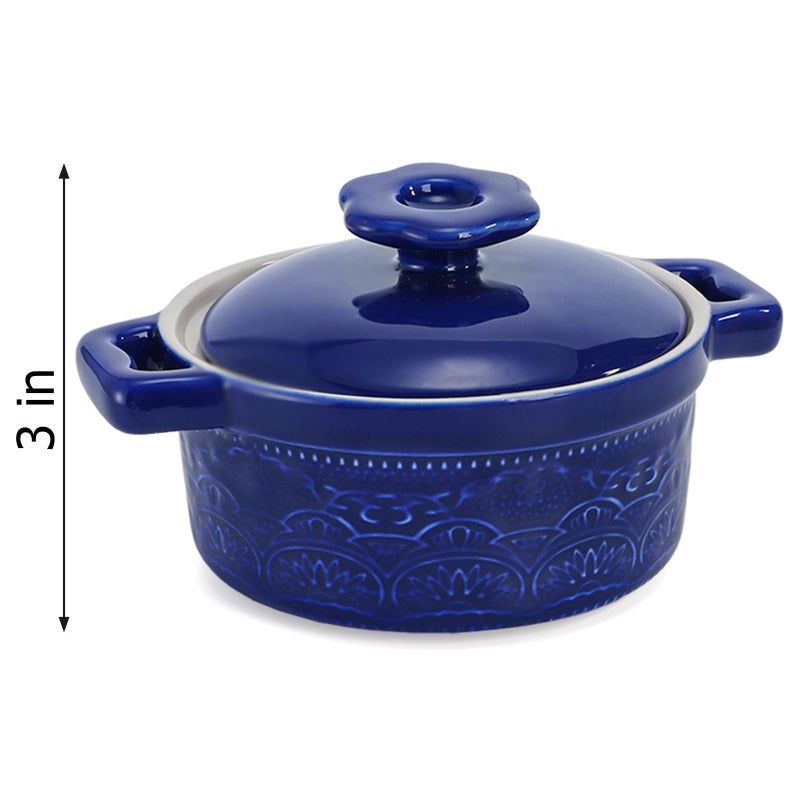 Hacaroa Set of 6 Mini Cocotte with Lid, 8 Oz Ceramic Ramekins with Handles, Small Casserole Dishes Individual Serving Pot for Baking, SoufflÃ©, Soup, Cobbler, Oven Safe, 6 Colors - Image 3
