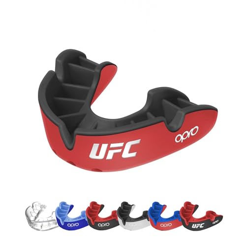 OPRO UFC Sports Mouth Guard Silver Level – Moldable, Multi-Layer Protection for Boxing, Hockey, Rugby, MMA, Jiu Jitsu, UFC & Football – Includes Mouth Guard Case (Youth, Red/Black) - Image 1
