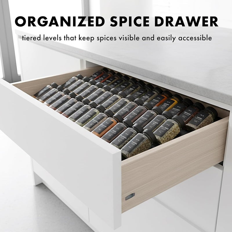 EDELHAUS Spice Drawer Organizer - Expandable Spice Rack for Drawer, Black Seasoning Organizer for Drawer Spice Organizer, Spice Organization Seasoning rack insert for Cabinet (Jars Not Included) - Image 4
