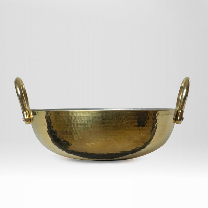 Healthsmith Healthsmith - Pure Brass Kadai for Cooking with Handles - Strong & Durable - Best Heat Distribution & Handcrafted Golden Antique Finish - Natural Antibacterial Properties - 3.5L, 1850g  - Image 5