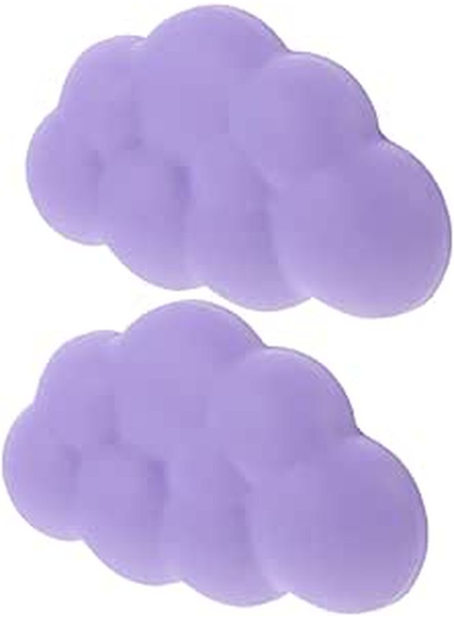2pcs Purple Cloud Elastic Wrist Cushion Keyboard Pad Non Slip Wrist Rest For Office Typing Fatigue Relief - Image 1