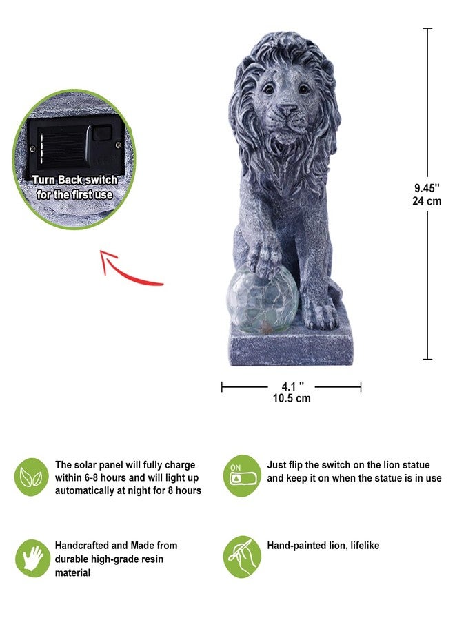 Nacome Solar Guardian Lion Garden Statue: Outdoor Decor Sculpture Natural Sandstone Appearance Outside Ornament Yard Art Porch Patio - Unique Birthday Choice for Women Mom Lover [Lion] - Image 4