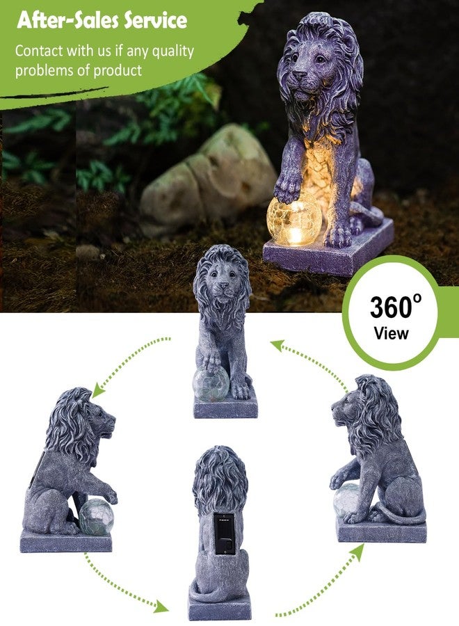 Nacome Solar Guardian Lion Garden Statue: Outdoor Decor Sculpture Natural Sandstone Appearance Outside Ornament Yard Art Porch Patio - Unique Birthday Choice for Women Mom Lover [Lion] - Image 3
