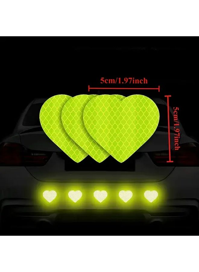10 Red Heart Shaped Car Reflective Stickers for Night Safety Durable Multi Vehicle Decals - Image 2