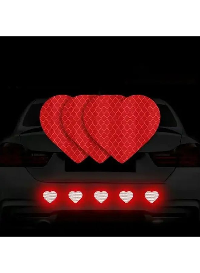 10 Red Heart Shaped Car Reflective Stickers for Night Safety Durable Multi Vehicle Decals - Image 1