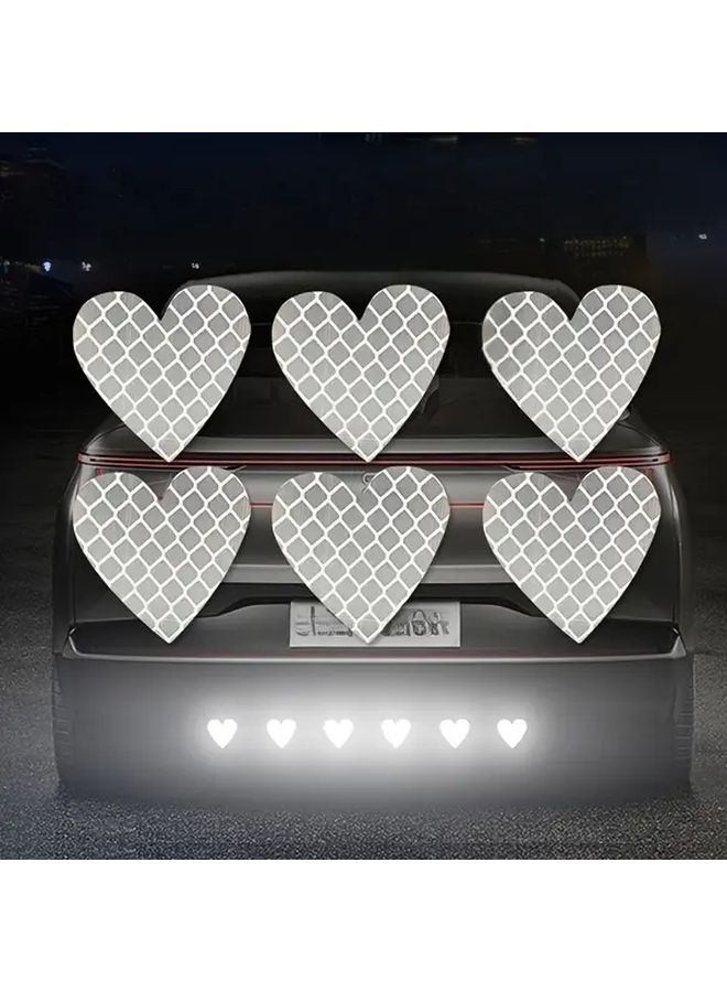 10 Red Heart Shaped Car Reflective Stickers for Night Safety Durable Multi Vehicle Decals - Image 3