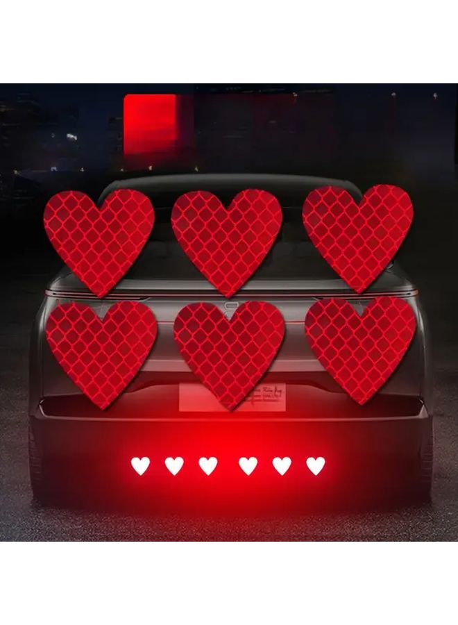 10 Red Heart Shaped Car Reflective Stickers for Night Safety Durable Multi Vehicle Decals - Image 4
