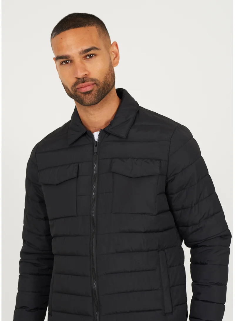 BRAVE SOUL MENS QUILTED JACKET WITH COLLAR DETAIL