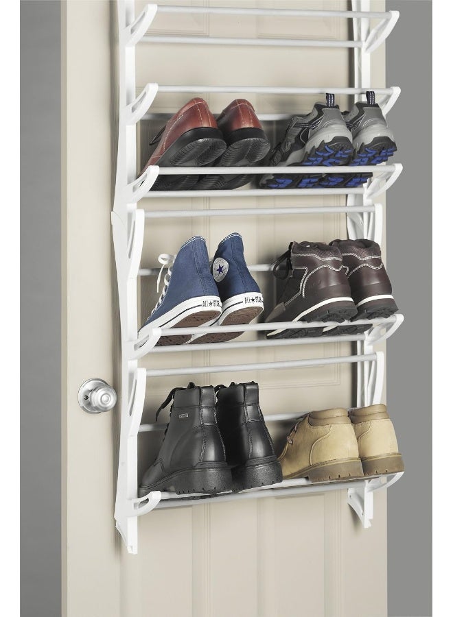 Whitmor Over the Door Shoe Rack, Fold-up Non-slip Bars, 36 Pair, White - Image 3