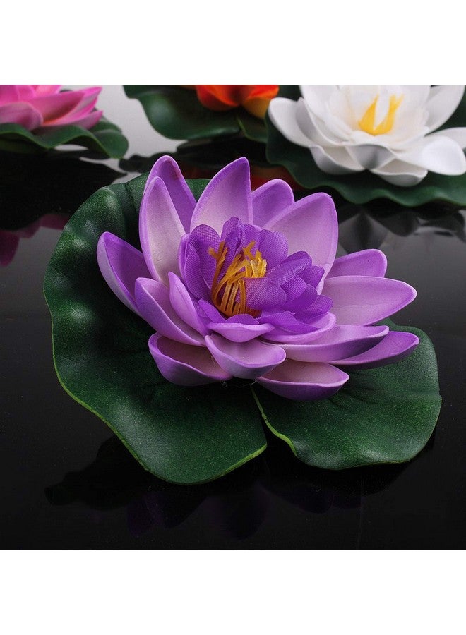 TIED RIBBONS TIED RIBBONS 16 Pcs Artificial Floating Lotus Floating Flowers with Rubber Leaf - (Multi) Artificial Flowers for Water Decoration Urli Aquarium Fountain Home Decor Office Pooja Room Wedding Birthday  - Image 4