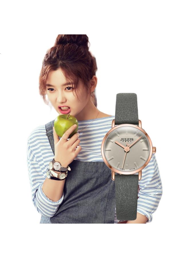 Julius Women'S Watch, Korean Fashion Trendy Small Dial Leather Strap Quartz Waterproof Student Ladies Watch, Gray Ja-963D - Image 3
