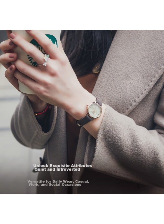 Julius Women's Watch, Korean Fashion Trendy Small Dial Leather Strap Quartz Waterproof Student Ladies Watch, Gray Ja-963d - Image 3