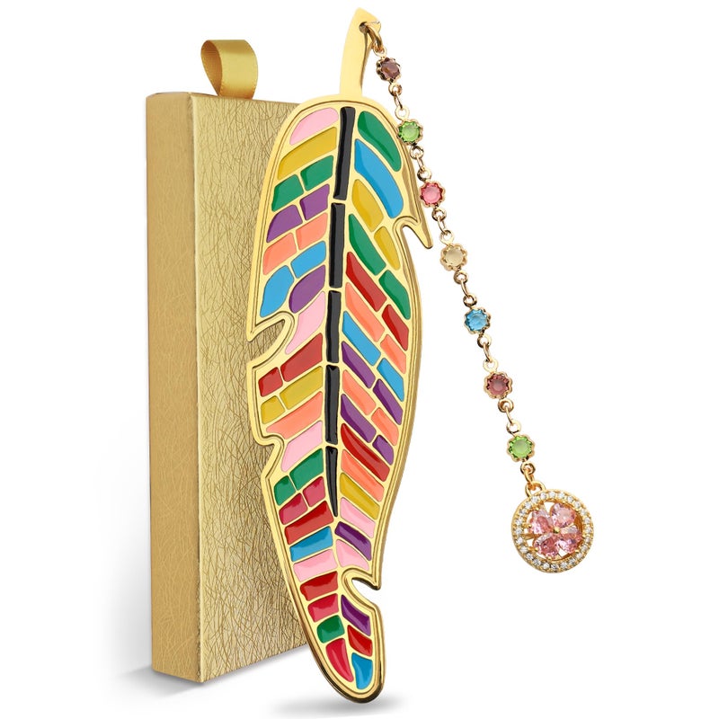 LUMITI Metal Feather Bookmark Cute Multicolor Book Accessories Gifts for Women Teacher Readers Book Lovers for Christmas Birthday Mother's Day Valentine's Day (Gold) - Image 1