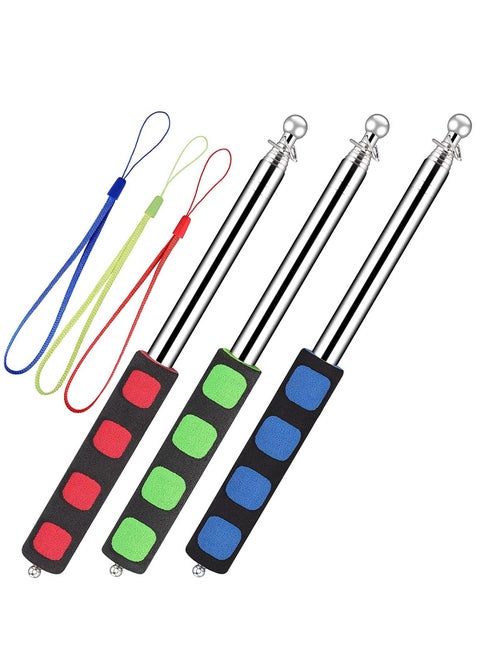 Telescopic Flag Pole, Portable Telescopic Pole for Camping with Lanyard, 1.6m Flag Poles Telescopic Stick for Tourist Guide Camping Travelling Presentation Pointer 3pcs  Red, Green, Blue