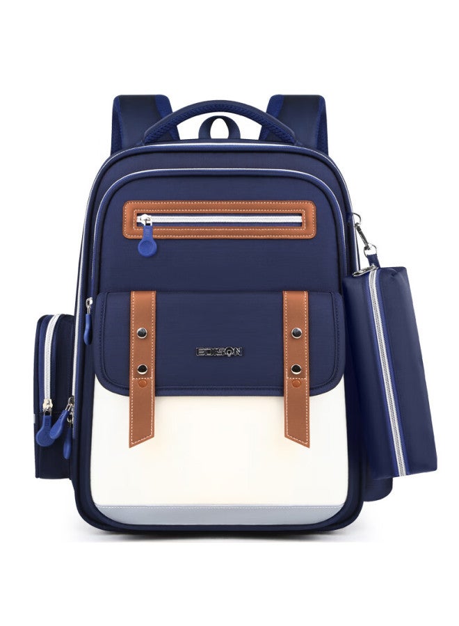Edison Primary School Backpack With Spine Protection, Weight Reduction, Large Capacity, Water-resistant, Anti-drop Children's Backpack 2336-2 Royal Blue - Image 1