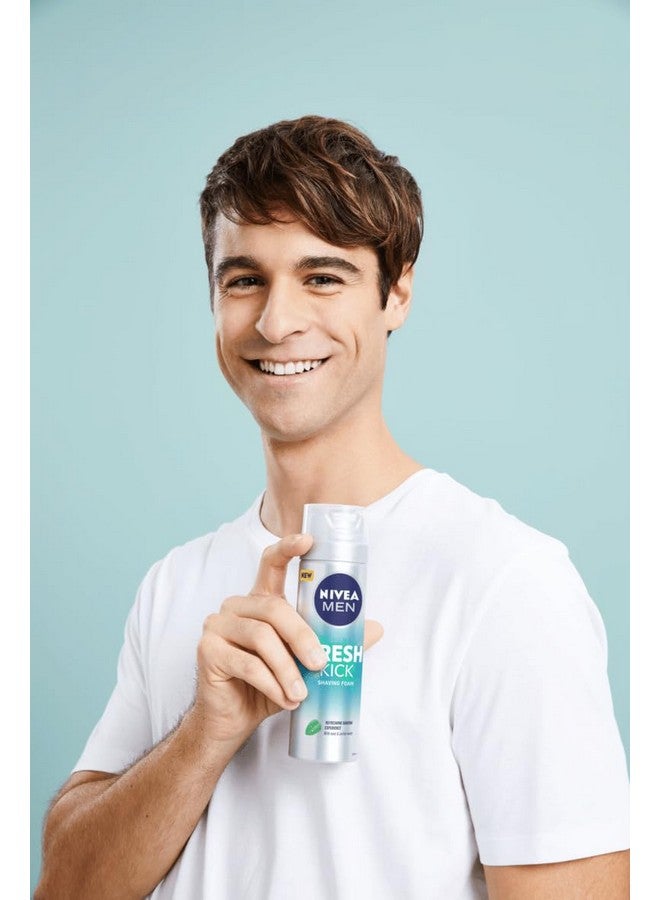 NIVEA MEN Fresh Kick Shaving Foam (200ml), Refreshing Shaving Foam, Shaving Foam for Men Infused with Mint & Cactus Water, Mens Shaving Foam - Image 2