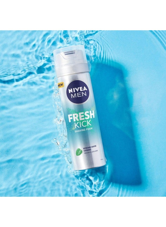NIVEA MEN Fresh Kick Shaving Foam (200ml), Refreshing Shaving Foam, Shaving Foam for Men Infused with Mint & Cactus Water, Mens Shaving Foam - Image 3