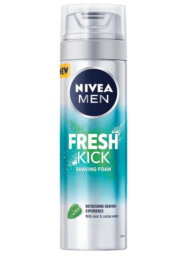 NIVEA MEN Fresh Kick Shaving Foam (200ml), Refreshing Shaving Foam, Shaving Foam for Men Infused with Mint & Cactus Water, Mens Shaving Foam - Image 1