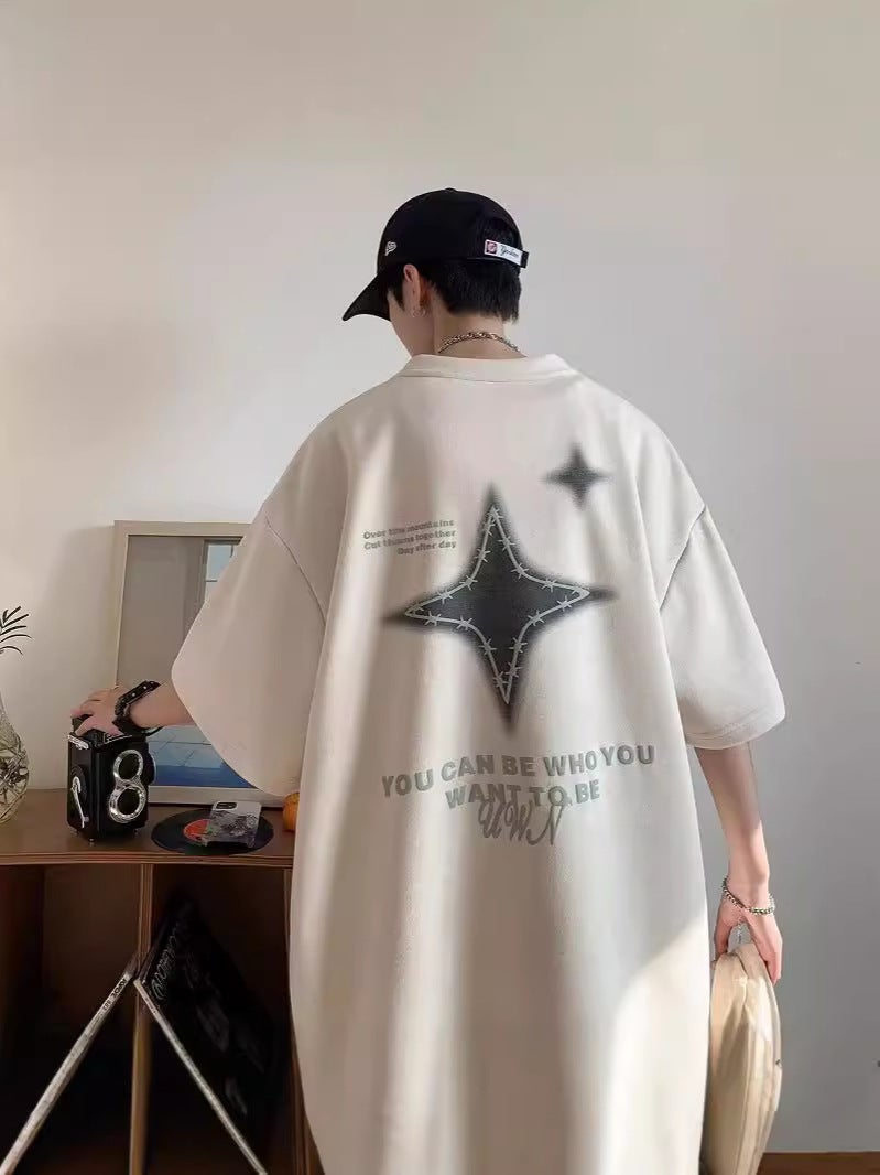 Short-Sleeved T-Shirt Men'S Arrival Fashionable American Suede Upper Clothes Trendy Brand All-Match Loose Half-Sleeved T-Shirt - Image 4