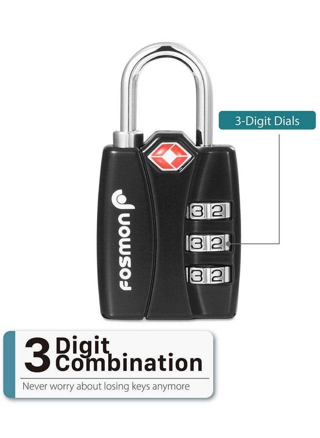 Fosmon Fosmon TSA Approved Locks for Luggage. Suitcase Locks with Open Alert Indicator, 3 Digit Combination Padlock with Alloy Body for Travel, Backpack Zipper Anti Theft, Locker, Gym, Gun Case, Tent- 4 Pack  - Image 2