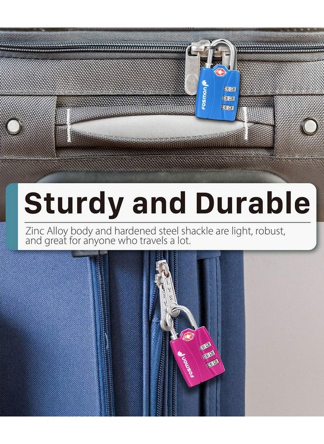 Fosmon Fosmon TSA Approved Locks for Luggage. Suitcase Locks with Open Alert Indicator, 3 Digit Combination Padlock with Alloy Body for Travel, Backpack Zipper Anti Theft, Locker, Gym, Gun Case, Tent- 4 Pack  - Image 3