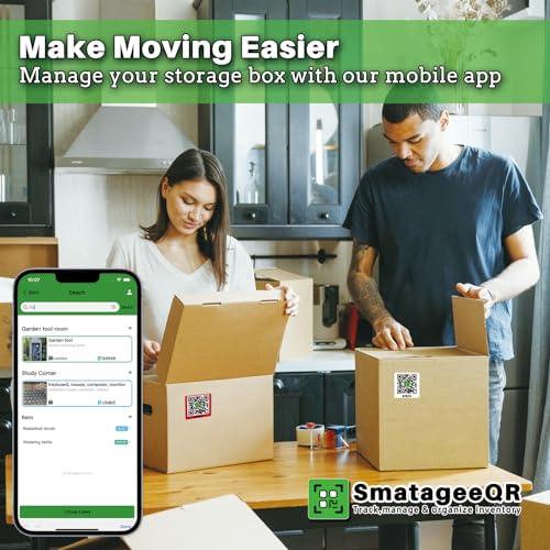 Smatagee QR Code Labels for Storage Bins,Office Organization,Moving Containers,Inventory Organizer | Pack and Track on iOS,Android App| 60 Unique Color Coded Stickers(2.6"x2.6") - Image 2