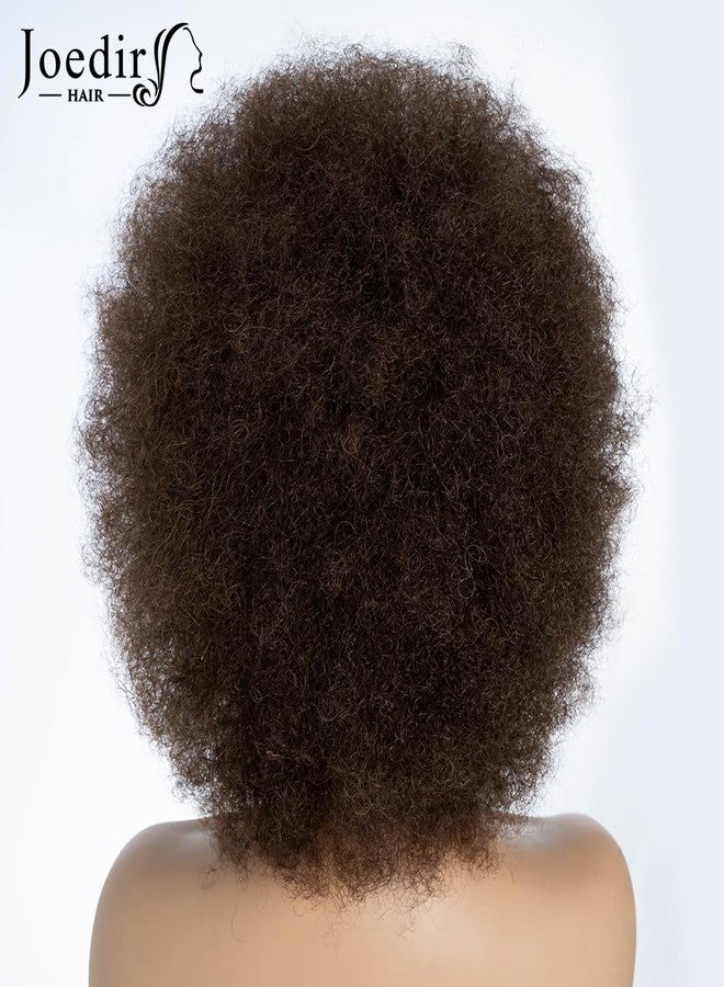 جويدر هير شعر مستعار أفرو من جويدير للنساء ذوات البشرة السمراء، شعر بشري بني داكن قصير مجعد أفرو 8 بوصة (اللون: 4#) - Image 4