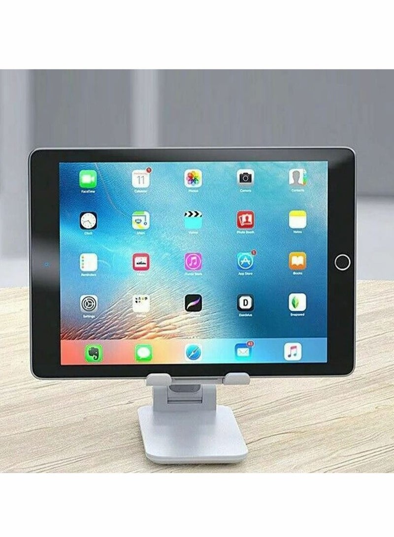 Captaintech Cell Phone Tablet Stand Mount Fully Foldable Dock Holder Cradle Charger Station Desk Room Office School Kitchen Travel Portable Adjustable Multi-Angle Non-Slip Durable Stable (White) - Image 2