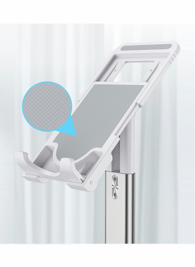 Captaintech Cell Phone Tablet Stand Mount Fully Foldable Dock Holder Cradle Charger Station Desk Room Office School Kitchen Travel Portable Adjustable Multi-Angle Non-Slip Durable Stable (White) - Image 3