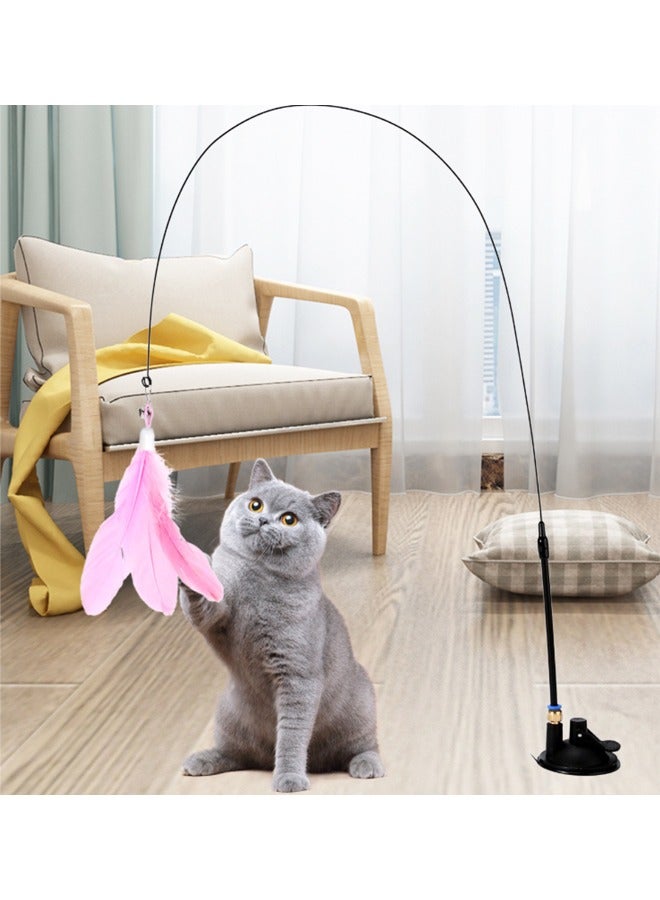 2 Pcs Cat Teaser Stick Interactive Cat Toy Wand Cat Feather Wand Toy Hanging Door Lure Cat Toy for Indoor Cats to Play Chase Exercise - Image 3