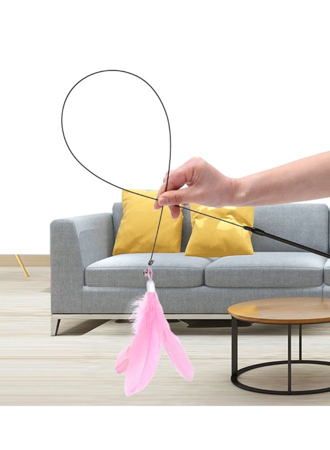 2 Pcs Cat Teaser Stick Interactive Cat Toy Wand Cat Feather Wand Toy Hanging Door Lure Cat Toy for Indoor Cats to Play Chase Exercise - Image 4