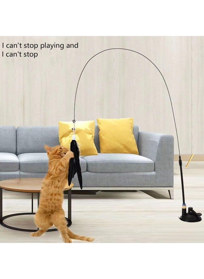 2 Pcs Cat Teaser Stick Interactive Cat Toy Wand Cat Feather Wand Toy Hanging Door Lure Cat Toy for Indoor Cats to Play Chase Exercise - Image 5