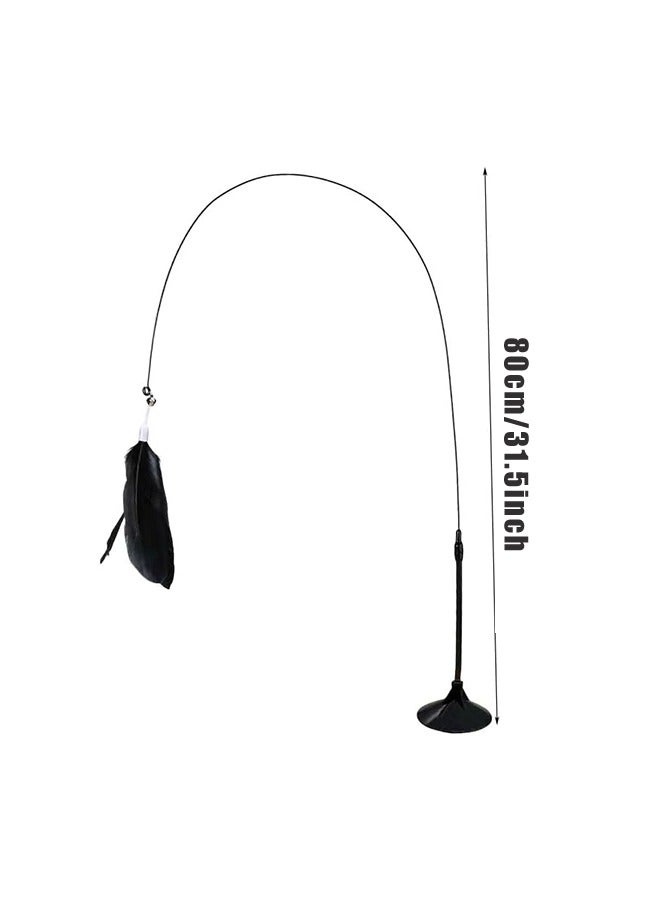 2 Pcs Cat Teaser Stick Interactive Cat Toy Wand Cat Feather Wand Toy Hanging Door Lure Cat Toy for Indoor Cats to Play Chase Exercise - Image 2