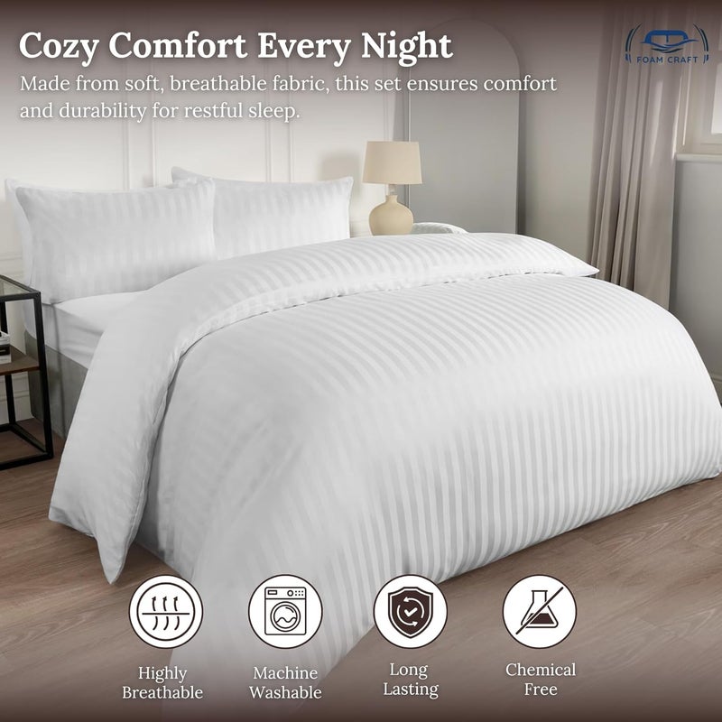FOAM CRAFT® Stripe 3-Piece Duvet Cover Set with Pillow Shams - White, Twin XL - Image 4