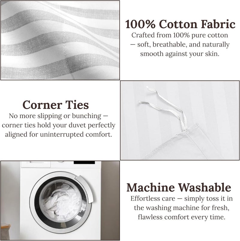 FOAM CRAFT® Stripe 3-Piece Duvet Cover Set with Pillow Shams - White, Twin XL - Image 5