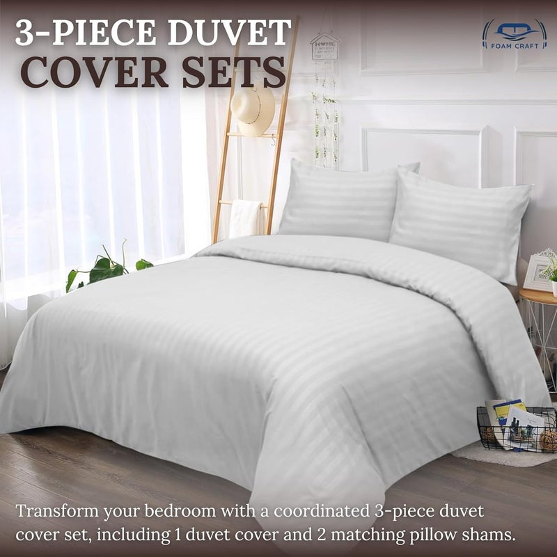FOAM CRAFT® Stripe 3-Piece Duvet Cover Set with Pillow Shams - White, Twin XL - Image 3