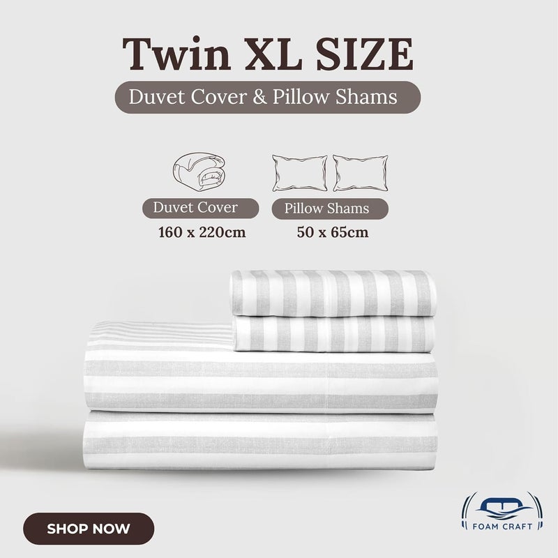 FOAM CRAFT® Stripe 3-Piece Duvet Cover Set with Pillow Shams - White, Twin XL - Image 2