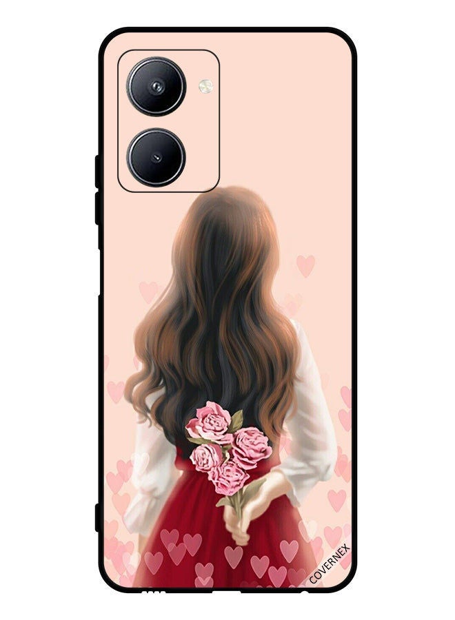 Covernex Protective Case Cover For Realme C33 Girl Hiding Flowers - Image 1