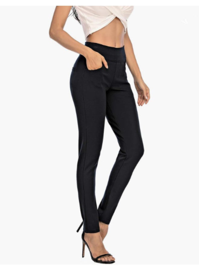 European And American Women's Formal Pants Comfortable Stretch Slim Leg Tight High Waist Slip-on Pants With Work Pocket