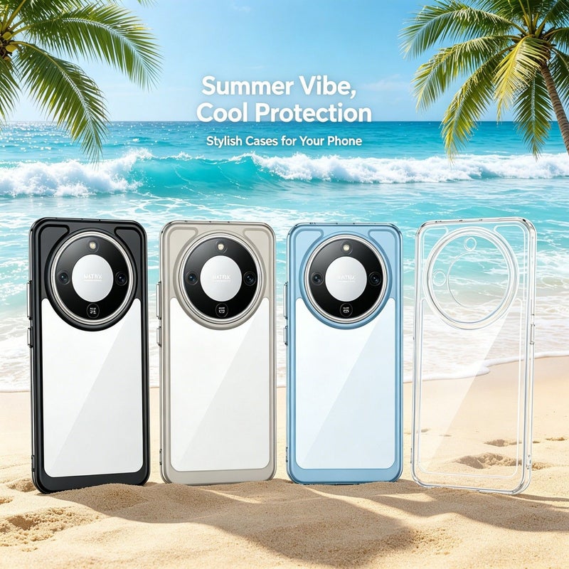 Phone Case For Honor Magic6 Pro Black Soft Edges PC Transparent Hard Back Cover Anti Yellowing Anti Fingerprint Full Lens Protection - Image 1