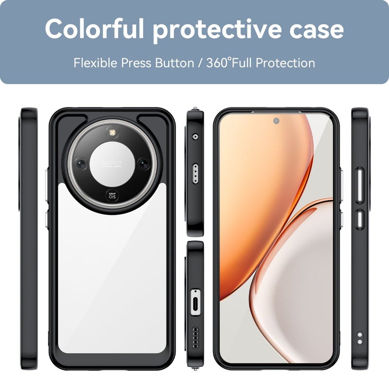 Phone Case For Honor Magic6 Pro Black Soft Edges PC Transparent Hard Back Cover Anti Yellowing Anti Fingerprint Full Lens Protection - Image 2