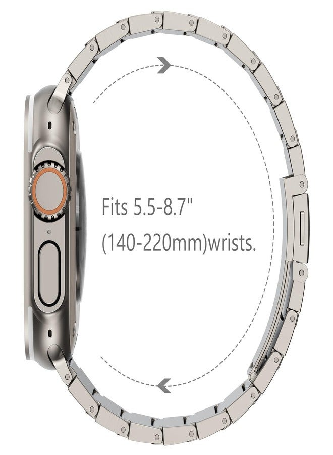 NewWays Grade 2 Titanium Band Compatible with Apple Watch Band Ultra 3 2 1 49mm Series11 10 46mm 45mm 44mm for Men, Titanium - Image 5