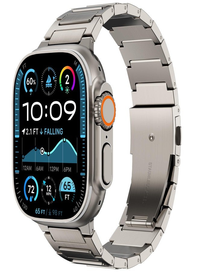NewWays Grade 2 Titanium Band Compatible with Apple Watch Band Ultra 3 2 1 49mm Series11 10 46mm 45mm 44mm for Men, Titanium - Image 2