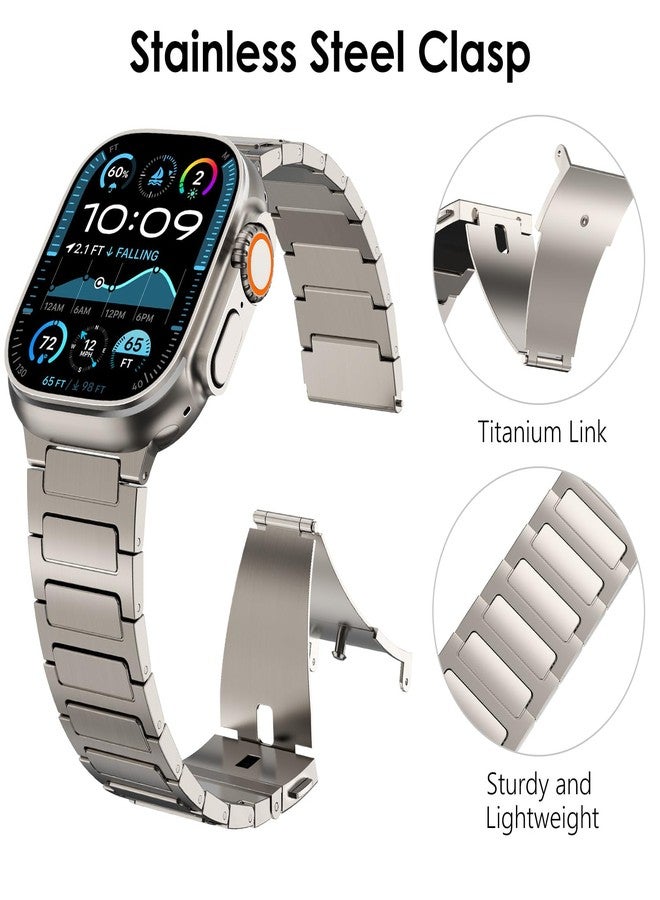NewWays Grade 2 Titanium Band Compatible with Apple Watch Band Ultra 3 2 1 49mm Series11 10 46mm 45mm 44mm for Men, Titanium - Image 3