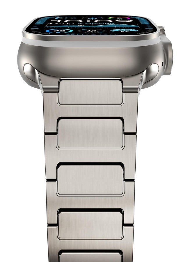 NewWays Grade 2 Titanium Band Compatible with Apple Watch Band Ultra 3 2 1 49mm Series11 10 46mm 45mm 44mm for Men, Titanium - Image 1