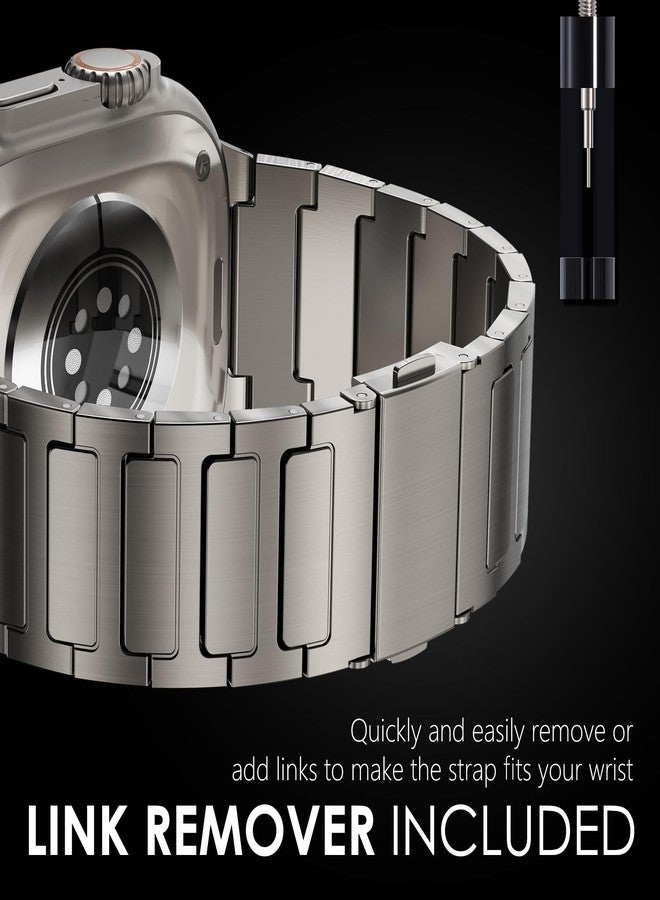NewWays Grade 2 Titanium Band Compatible with Apple Watch Band Ultra 3 2 1 49mm Series11 10 46mm 45mm 44mm for Men, Titanium - Image 4