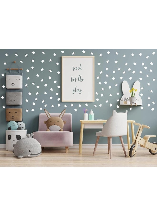 JURUOXIN 100 Pcs/Set Star Decal for Wall Sticker Removable Peel and Stick Vinyl Decoration Home Bedroom Living Room Nursery DIY Patten Decor YMX64 (White)  - Image 2